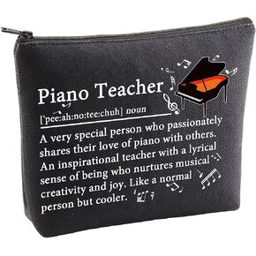 Cosmetic Case, Beige Makeup Bag for Piano Teachers, Musician Gifts, Zipper Pouch Bag, Large Capacity Travel Toiletry Bag for Women