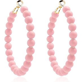 Resin Beaded Hoop Earrings Mixed Color Colorful Acrylic Minimalist Geometric Bohemian Circle Round Matte Dangle Earrings Party Jewelry for Women