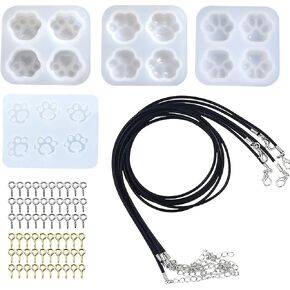 Cayway 33PCS Resin Casting Mould, 2PCS Guitar Picks Resin Moulds Resin Casting Mould with 12 Color Sequins,Pendant Buckle, Black Wax Rope and Keychain for DIY Necklace, Keychain, Hand Craft Jewelry
