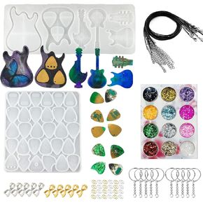 قوالب حلق كاي واي، 6 قطع قالب حلق من راتنج الريش الدائري، 50 قطعة من خطافات الأذن مع حلقات قفز، وترتر، مجموعة قوالب صب راتنجات الايبوكسي DIY لصنع سلاسل المفاتيح والأقراط in Kuwait