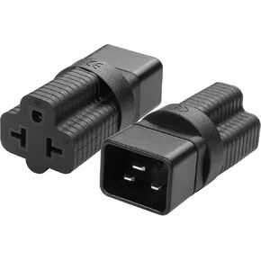 2 Pack NEMA 5/6-15/20R to IEC320 C20 Connector YACSEJAO 4-in-1 16Amp UPS Plug to 5-15R/5-20R/6-15R/6-20R AC Power Converter for PDUs and Network Equipment