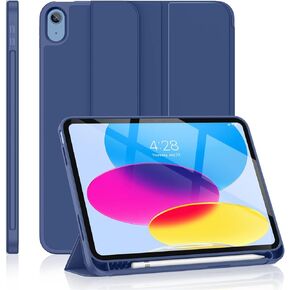 Soke Case for iPad 10th Generation 10.9 Inch, 2022 iPad 10 Case with Pencil Holder - Protective Trifold Stand Smart Cover [Support Touch ID & Auto Wake/Sleep], Pink