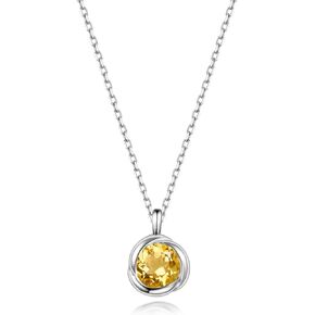immobird 925 Sterling Silver Necklace for Women with Created/Natural Birthstone Rose Shape Necklace for Girl Dainty Round Silver Necklace for Gift