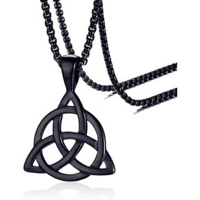 Celtic Knot Pendant Necklace Gold Silver Plated Unique Vintage Triangle Irish Good Luck Lightweight Triquetra Trinity Knot Geometric Chain Necklace for Women Teen Girls Religious Style Fashion Jewelry Gifts