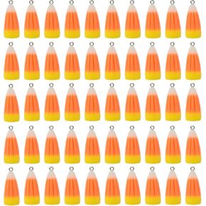 Honbay 50PCS Cute Resin Candy Corn Charms Pendant Fall Autumn Theme Pendant Thanksgiving Halloween Christmas Bead Charms Embellishments