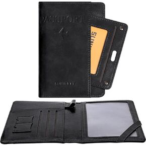 BIAOTIE Passport Holder Men, Waterproof RFID Blocking Travel Passport Wallet with Credit Card Holders, Vacation Travel Must Haves Travel Accessories for Men Women (Black)