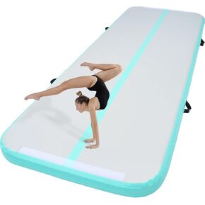 Happybuy Inflatable Air Gymnastic Mat, 4 inches Thickness Air Tumble Track with Electric Air Pump,Dubrable Material Air Mat for Home Use/Training/Cheerleading/Yoga/Water