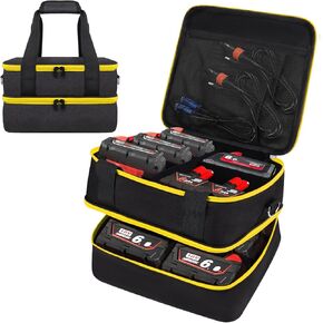 Battery Storage Case for Milwaukee M12 M18 18V 20V Battery and Charger, Tool Batteries Pack Container Carrier Box Hard Battery Storage Box Holder, Tool Batteries Carrying Box (Bag Only)