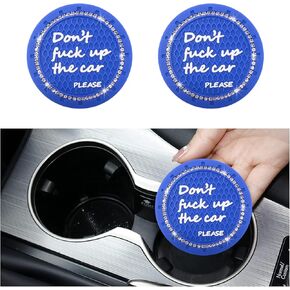 Ziciner 2 Pack Bling Car Cup Holder Coasters, Non-Slip PVC Soft Rubber Crystal Rhinestone Auto Cup Mat, 2.75 inch Universal Vehicle Interior Accessory (Black)