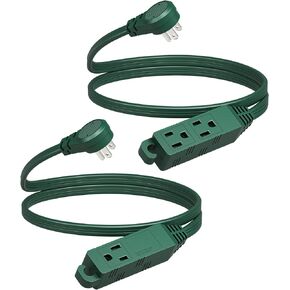 DEWENWILS 3 Outlet Extension Cord with Flat Plug, 3FT 16/3 Awg Grounded Power Cable for Indoor Use, SPT-3 Cord, White, ETL Listed, 2 Pack