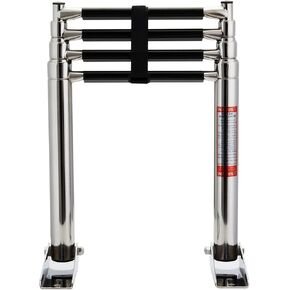 Manifish-made 3 Step Boat Ladder, Stainless Steel Telescoping Boat Boarding Ladder, Swim Step with Anti-slippery Vinyl Silver & Black