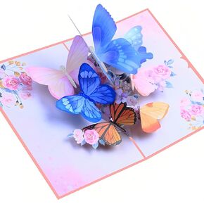 Greeting Cards with Envelopes, Pop-up Style,Butterfly Card for Mother's Day Valentines Day birthday Thinking of You Card for Wife,Girlfriend (Cute Butterflies)