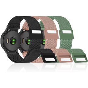 3 Pack Elastic Wacth Bands Compatible with Garmin Venu/Venu Sq/Venu 2 Plus,Garmin Vivoactive 5 Bands,20mm Nylon Magnetic Clasp Loop Wristbands for Garmin Vivoactive 3/Forerunner 245/645 Music
