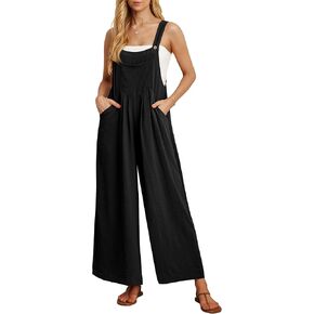 IWOLLENCE Women's Summer Jumpsuits Boho Wide Leg Overalls Casual Loose Rompers with Pockets 2024