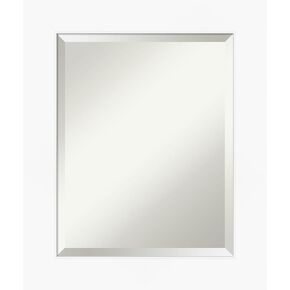 Amanti Art Wall Mirror, Vanity White Narrow Frame Mirror for Wall Decor or use as Bathroom Mirror for Over Sink (25.5 x 31.5 in.) Beveled Mirror, White Mirror, Casual Mirror from WI, USA