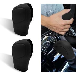2 PCS Car Silky Smooth Gear Shift Head Cover, Elastic Anti-Stretch Silicone Open Gear Knob Decorative Protective Cover, Modification Replacement Accessories, Suitable for Most Cars (Black)