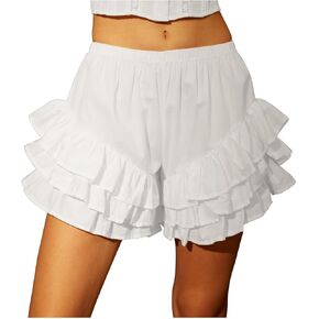 BEAUTELICATE Women Short Bloomers 100% Cotton 3 Layer Ruffles Pajama Pants Sleepwear Pettipants