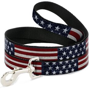 Dog Leash Americana Rustic Stars Stripes 6 Feet Long 0.5 Inch Wide