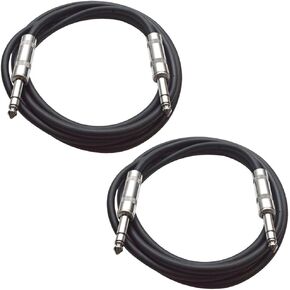 Seismic Audio Speakers ¼" TRS to ¼" TRS Patch Cables, Male to Male, 3 Foot Cable, Orange and Orange