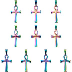 Craftdady Small Cross Charms Tibetan Style Antique Silver Crosses Faith Charms Pendants Crucifix Cross Pendants Metal Dangle Charms for DIY Earring Bracelet Necklace Jewelry Making