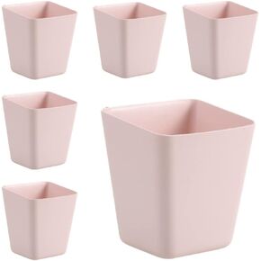 6 Pack Hanging Cup Holders, Wall Organizers, Rolling Cart Accessories Hanging Pen Holders Storage Containers Hanging Buckets for Home Decor Office, Kitchen, Art & Craft Supplies Accessories (Pink)
