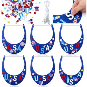 JellyArch 24 Pcs 4th of July Crafts Patriotic Visor Craft Kit DIY Patriotic Visor Firework Felt Cutouts USA Patriotic Hat Crafts for Fourth of July Parties Military Family Gatherings Arts Craft in Saudi Arabia