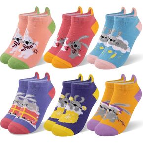 Comfoex الاطفال الفتيات الجوارب الجدة مضحك الكاحل الجوارب الملونة الحيوان موضة سخيفة الكرتون لطيف يونيكورن جوارب قطنية 6 أزواج in Kuwait