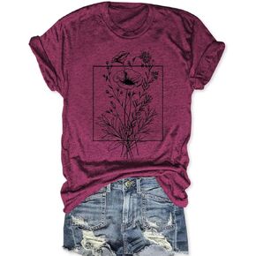 Women Vintage T Shirt Funny Summer Short Sleeve Tops Print Graphic Tees