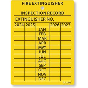 SmartSign Fire Extinguisher Labels, Inspection Labels, Record 4-Year Maintenance Labels, 3 x 2.25 Inches, 2 mil Debossable Aluminum, Pack of 10, Made in USA