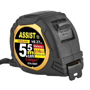 26FT Measuring Tape by ASSIST-Easy Read Double Side Printing with Metric and Inches，Automatic Lock,Heavy Duty Shock Absorbent Rubber Case-for Construction and Surveyor