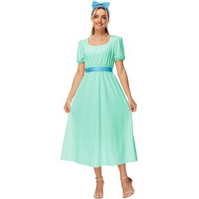AOBUTE Womens Regency Dress Halloween Costume Maxi Dresses with Satin Sash