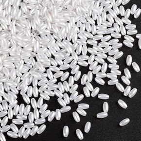 PAGOW 1000pcs Oat Rice Beads, 4 x 8mm White Pearl Beads for Jewelry making (0.15 x 0.3 inch)