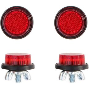 Red Reflector Motorcycle License Plate Bolts - Set of 4