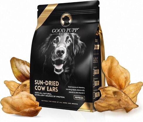 آذان بقرة مجففة بالشمس طبيعية 100% من Good Pupp للكلاب، منتقاة يدويًا، قطع سميكة من أذن البقرة للكلاب، بديل صحي لآذان الخنزير، مضغ من الجلد الخام in Kuwait