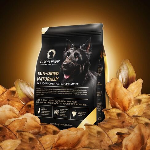 آذان بقرة مجففة بالشمس طبيعية 100% من Good Pupp للكلاب، منتقاة يدويًا، قطع سميكة من أذن البقرة للكلاب، بديل صحي لآذان الخنزير، مضغ من الجلد الخام in Kuwait