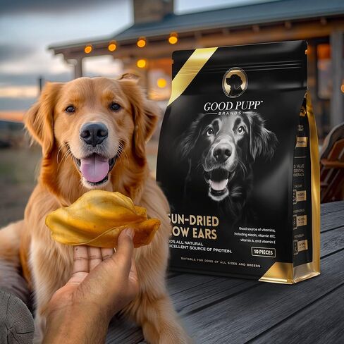 آذان بقرة مجففة بالشمس طبيعية 100% من Good Pupp للكلاب، منتقاة يدويًا، قطع سميكة من أذن البقرة للكلاب، بديل صحي لآذان الخنزير، مضغ من الجلد الخام in Kuwait