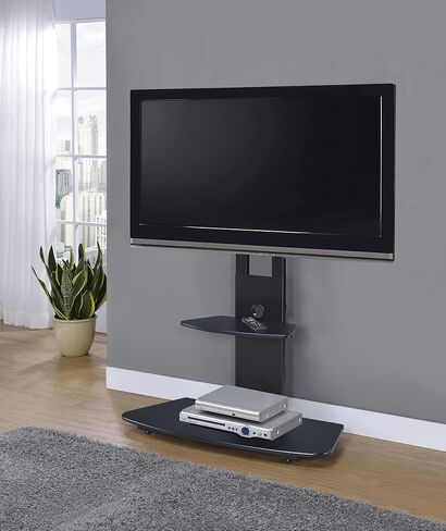 Proman Products Macro TV Stand ST17176 for Television up to 86", 35.5" W x 15.5" D x 51" - 57.5" Adjustable H, Black in Saudi Arabia