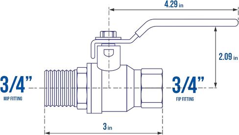Midline Valve 822MF223-5 Premium Brass Full Port Ball Valve 1 in. FIP x MIP (5 Pack) in Kuwait