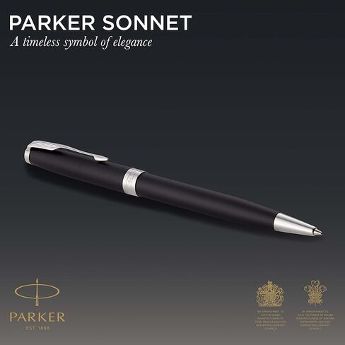 PARKER Sonnet Ballpoint Pen, Black Lacquer with Gold Trim, Medium Point Black Ink (1931497) in Saudi Arabia