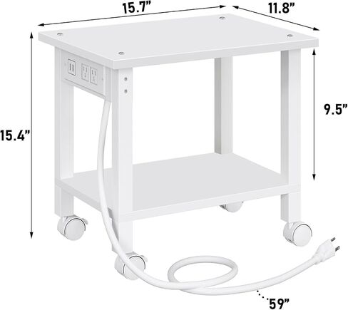 TUTOTAK 2 Tier Printer Stand, Printer Cart, Printer Table with Wheels, White PS01BW001 in Saudi Arabia