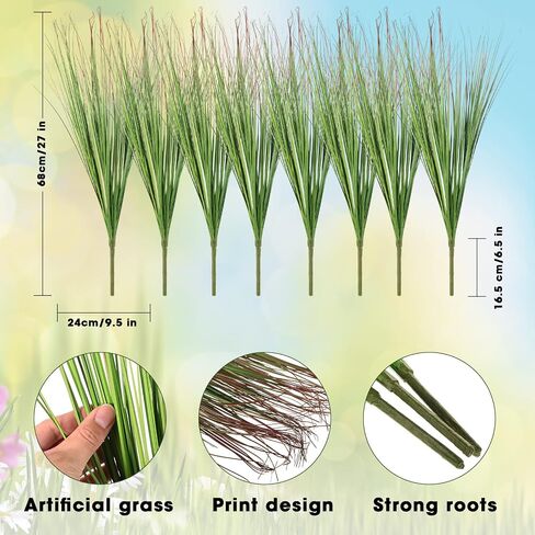 Hoteam 24 Pieces 27 Artificial Plants Onion Grass Greenery Fake Shrubs Plant Tall Faux Wheat Grass for House Home Indoor Outdoor Office Patio Garden Farmhouse Window Box Decor in Saudi Arabia
