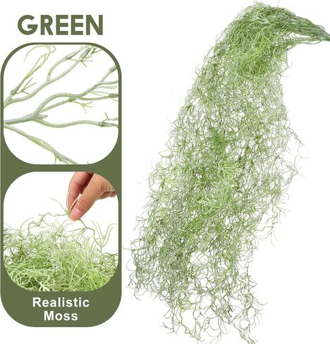 XunYee 24 Pack Faux Greenery Moss for Potted Plants Spanish Realistic Moss Hanging Plants Artificial Decor Vines Fake Moss for Crafts Planters Outdoor Indoor Wall Office Decoration in Saudi Arabia