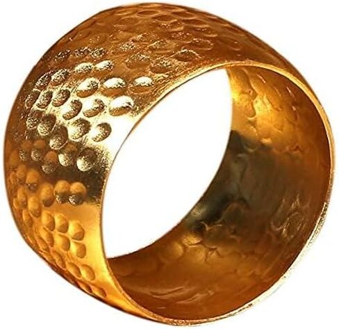 Everyday Metal Napkin Rings for Wedding Receptions, Dinners Parties, Family Gatherings, Everyday Use - Hand Made by Skilled artisans, Hammered Silver, Set of 6 in Saudi Arabia