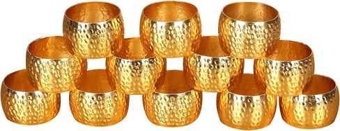 Everyday Metal Napkin Rings for Wedding Receptions, Dinners Parties, Family Gatherings, Everyday Use - Hand Made by Skilled artisans, Hammered Silver, Set of 6 in Saudi Arabia