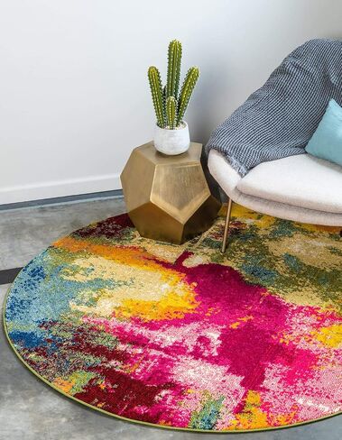 Unique Loom Estrella Collection Colorful, Abstract, Watercolor, Modern, Eclectic Area Rug, 3 ft 3 in x 5 ft 3 in, Multi/Beige in Saudi Arabia