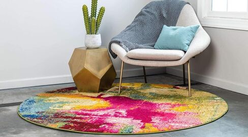 Unique Loom Estrella Collection Colorful, Abstract, Watercolor, Modern, Eclectic Area Rug, 3 ft 3 in x 5 ft 3 in, Multi/Beige in Saudi Arabia