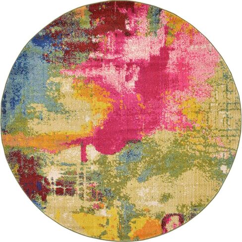 Unique Loom Estrella Collection Colorful, Abstract, Watercolor, Modern, Eclectic Area Rug, 3 ft 3 in x 5 ft 3 in, Multi/Beige in Saudi Arabia