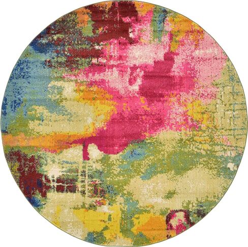 Unique Loom Estrella Collection Colorful, Abstract, Watercolor, Modern, Eclectic Area Rug, 3 ft 3 in x 5 ft 3 in, Multi/Beige in Saudi Arabia