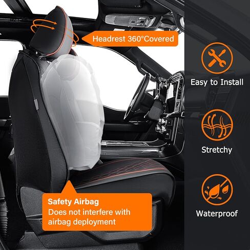 Supercover for Ford F150 Seat Covers 2024 2023 2022 2021,Custom Fit Waterproof Leather Truck Seat Covers Full Set for F150 2021-2024 Accessories,Only for F150 1st Row Bucket Seat SuperCrew/CrewCab in Kuwait