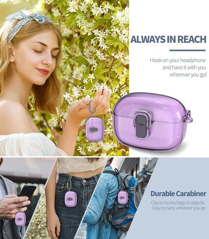 [ترقية القفل الآمن] لغطاء حافظة JBL Vibe 200TWS/JBL Vibe Beam مع مجموعة منظف، غطاء واقٍ صلب شفاف من البولي كربونات لـ JBL Vibe 200TWS/JBL Vibe Beam مع حلقة تسلق (أزرق شفاف) in Kuwait